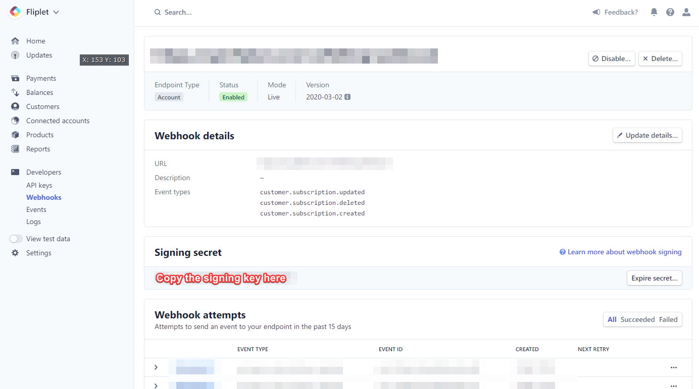 Stripe webhook